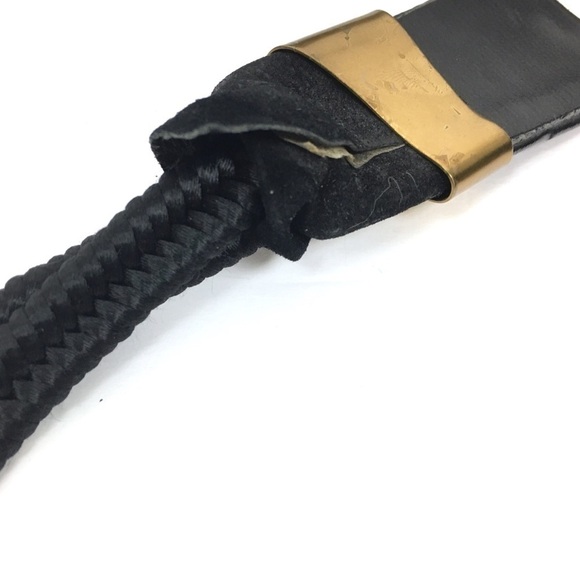 VINTAGE Leather Shop Belt Woven Cord 80s Vogue Avant-garde High Fashion Large main image 6